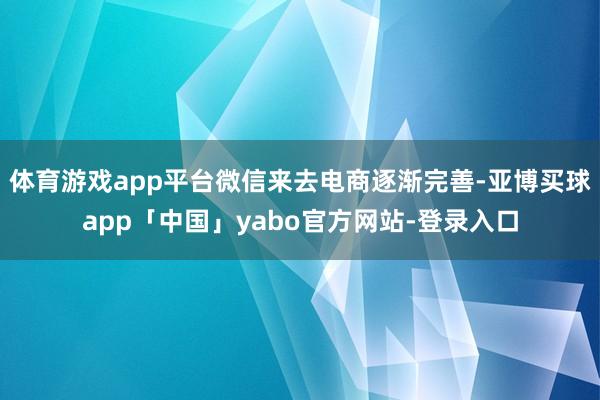 体育游戏app平台微信来去电商逐渐完善-亚博买球app「中国」yabo官方网站-登录入口
