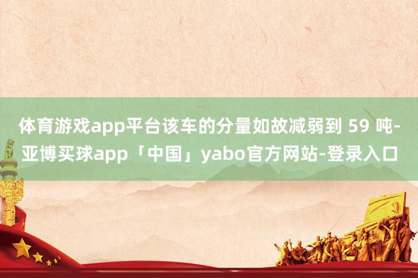 体育游戏app平台该车的分量如故减弱到 59 吨-亚博买球app「中国」yabo官方网站-登录入口