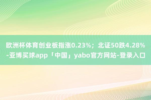 欧洲杯体育创业板指涨0.23%；北证50跌4.28%-亚博买球app「中国」yabo官方网站-登录入口