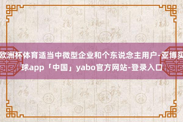 欧洲杯体育适当中微型企业和个东说念主用户-亚博买球app「中国」yabo官方网站-登录入口